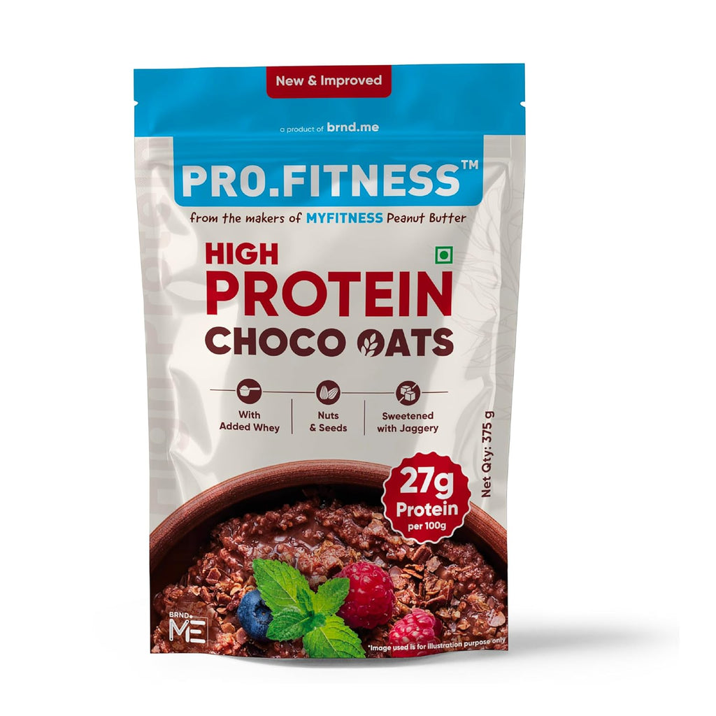 Pro.Fitness 27g High Protein Oats (By MyFitness) | Dark Chocolate Oats with Almonds, Pumpkin Seeds and Raisin | Chocolate Rolled Oats with Jaggery - No...