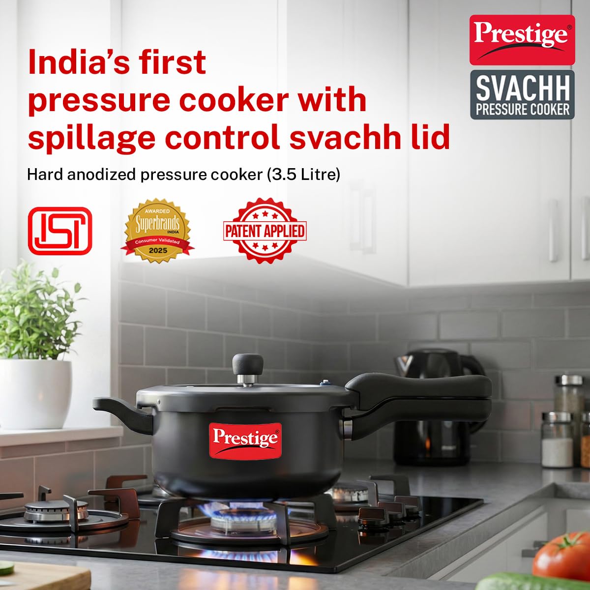 Hawkins Ceramic- Coated Contura 5L Green Apple Pressure Cooker