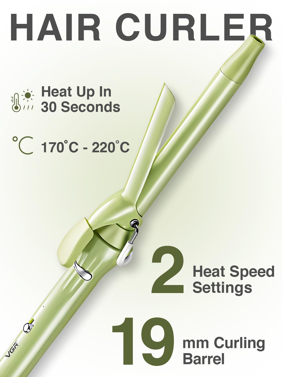 VGR V-565 Professional Electric Hair Curling Wand – Fast Heating 19mm
