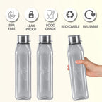 MILTON Prime Water Bottles Pack of 3, 1 Litre Each, Grey, Reusable Plastic Fridge Bottle Set, BPA Free and Leak Proof Waterbottles for School, Travel, Work
