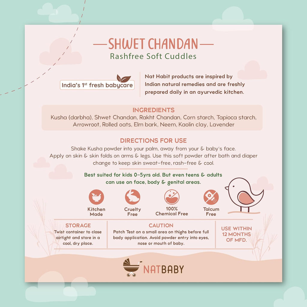 Nat Habit Shwet Chandan Kusha Baby Powder