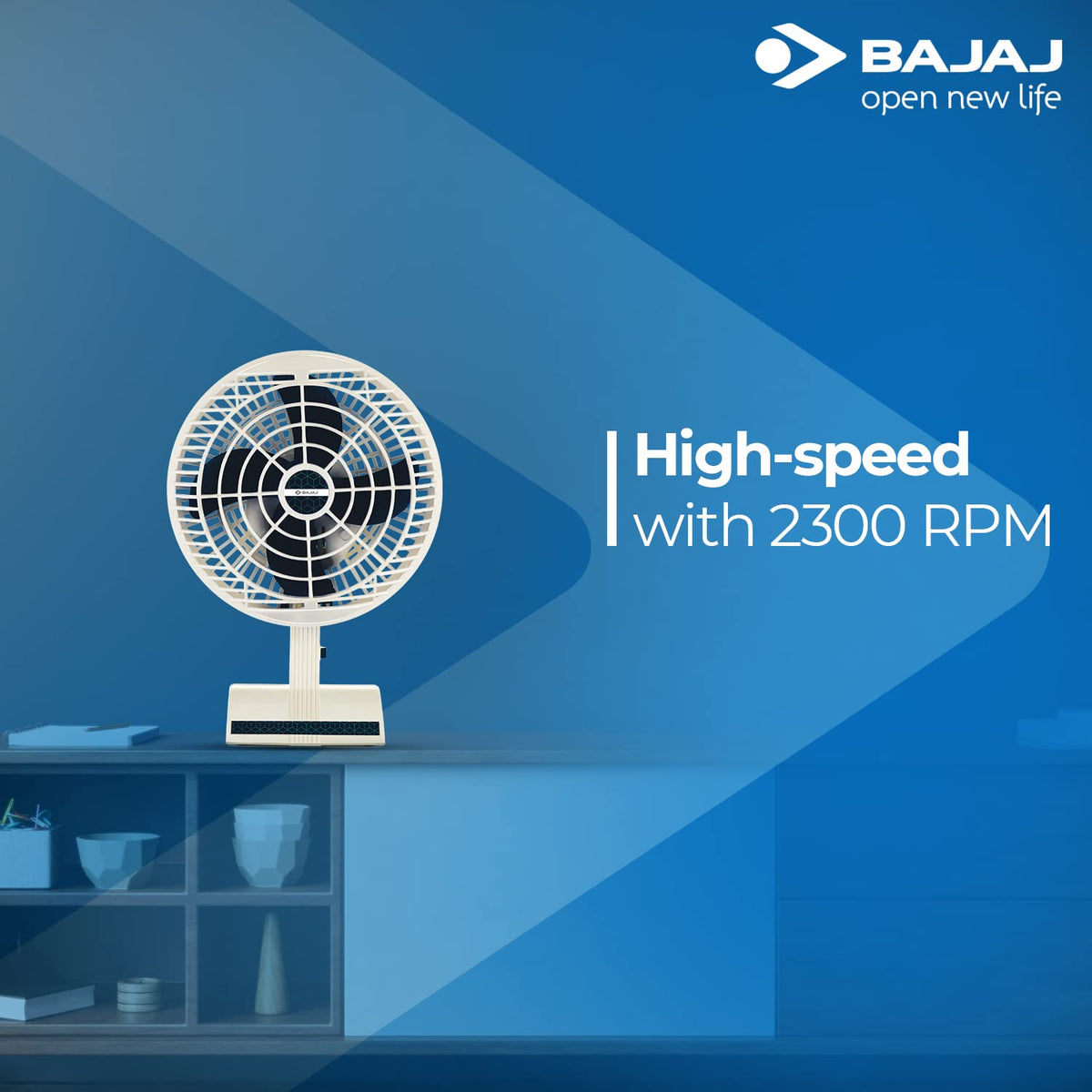 Bajaj Ultima Neo PT-01 200 MM Table Fan For Home | High Speed | Light Weight Portable Fan | 1-Yr Warranty 【Blue】