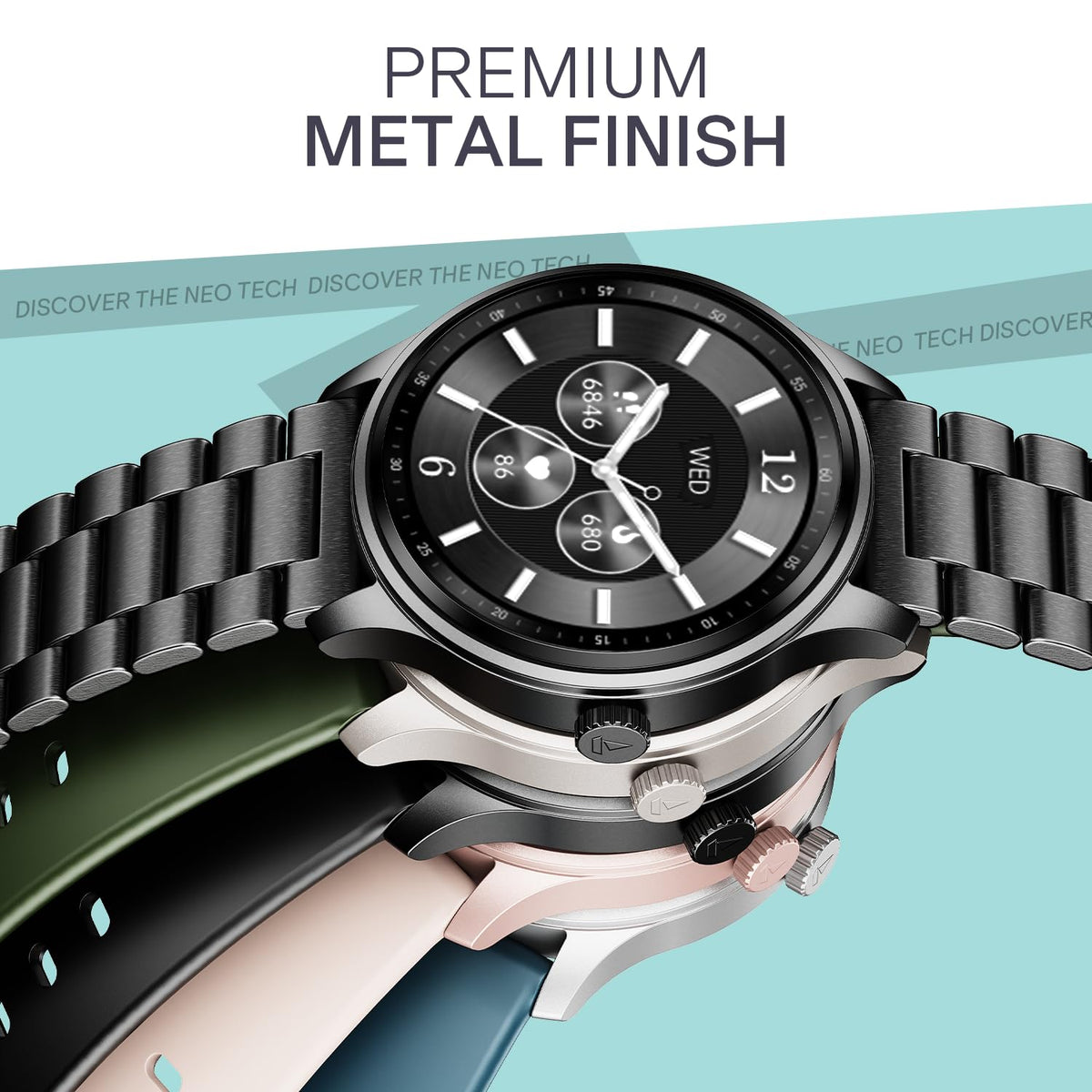 boAt Lunar Discovery Neo, 1.39" (3.5 cm) Round HD Display, Premium Metallic Finish, Animated Watchfaces, 100+ Sports Mode, Bluetooth Calling, Smart Watch for Men & Women (Active Black)