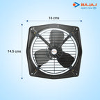 Bajaj Bahar Fresh 300 MM Exhaust Fan | Strong Metal Body And Blades | 100% Copper Motor | High Speed | Rust Proof Body And Blades | 2 Yr Warranty 【Metallic Grey】