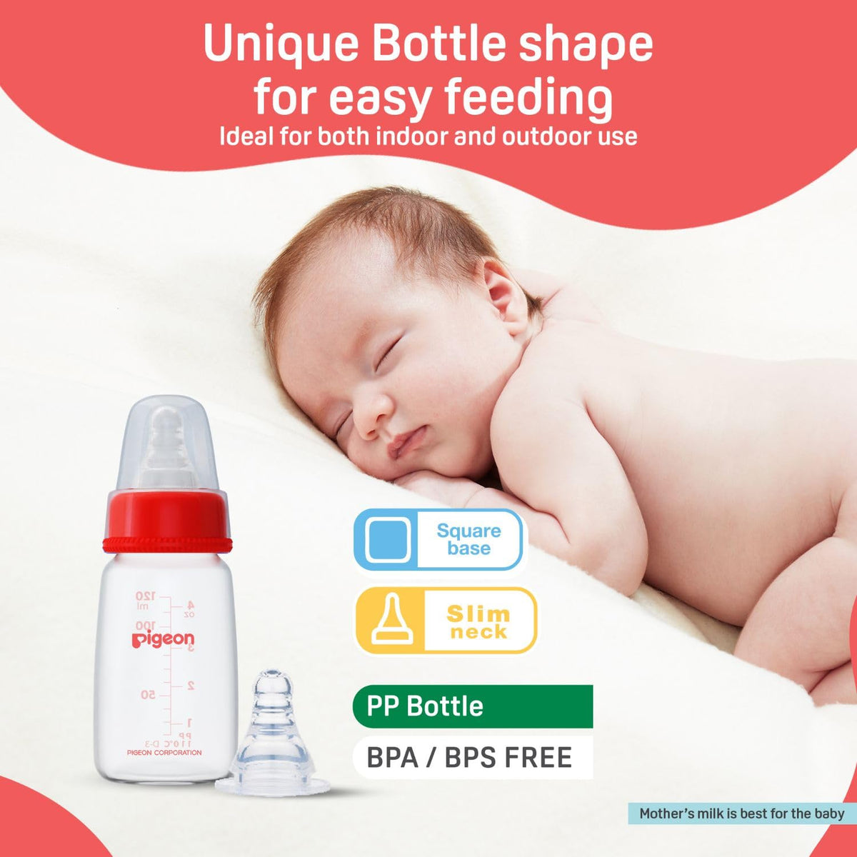 Pigeon Peristaltic Nursing Bottle KPP 120ml Red Nipple S | Baby Feeding Bottle | Natural Feeding Bottle for New Born | BPA Free Bottle for Baby | Baby Bottles for Milk