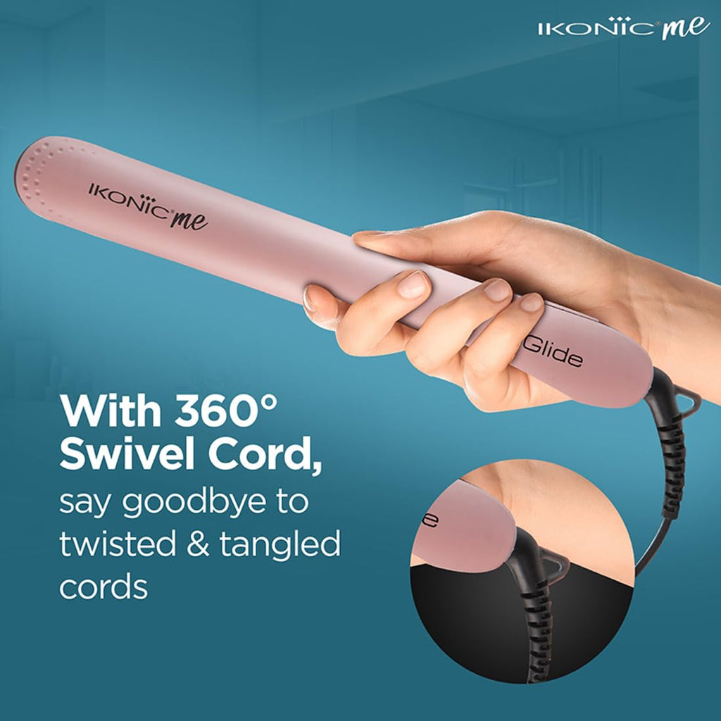 Ikonic Glide Hair Straightener | Ceramic Coated Floating Plates | Quick Heat Up | Switch Light Indicator |Compact Design | Travel Friendly | for All Hair Types, Peach