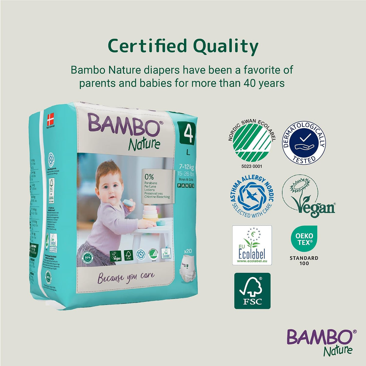 Bambo Nature Premium Baby Diapers - Pants Style, Large Size (7-12 Kgs), 20 Count - Super Absorbent Toilet Training Pull Ups with Wetness Indicator for Kids from 5-12 Months