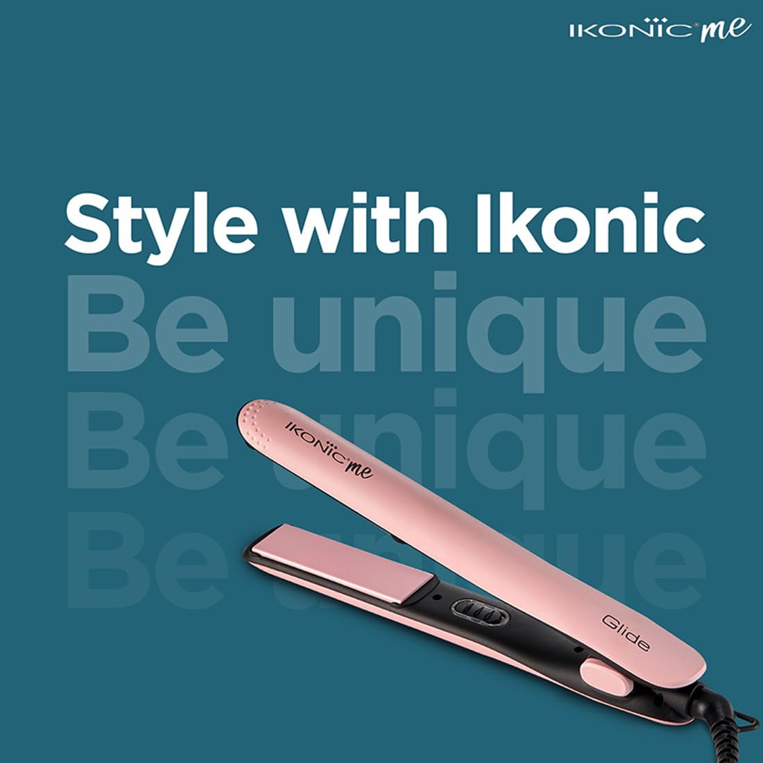 Ikonic Glide Hair Straightener | Ceramic Coated Floating Plates | Quick Heat Up | Switch Light Indicator |Compact Design | Travel Friendly | for All Hair Types, Peach
