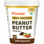 Pintola High-Protein Combo: Dark Chocolate Crunchy Peanut Butter 510g & 22g High Protein Dark Chocolate Oats 400g | No Refined Sugar, Gluten-Free | With Almonds, Raisins, Pumpkin & Chia Seeds