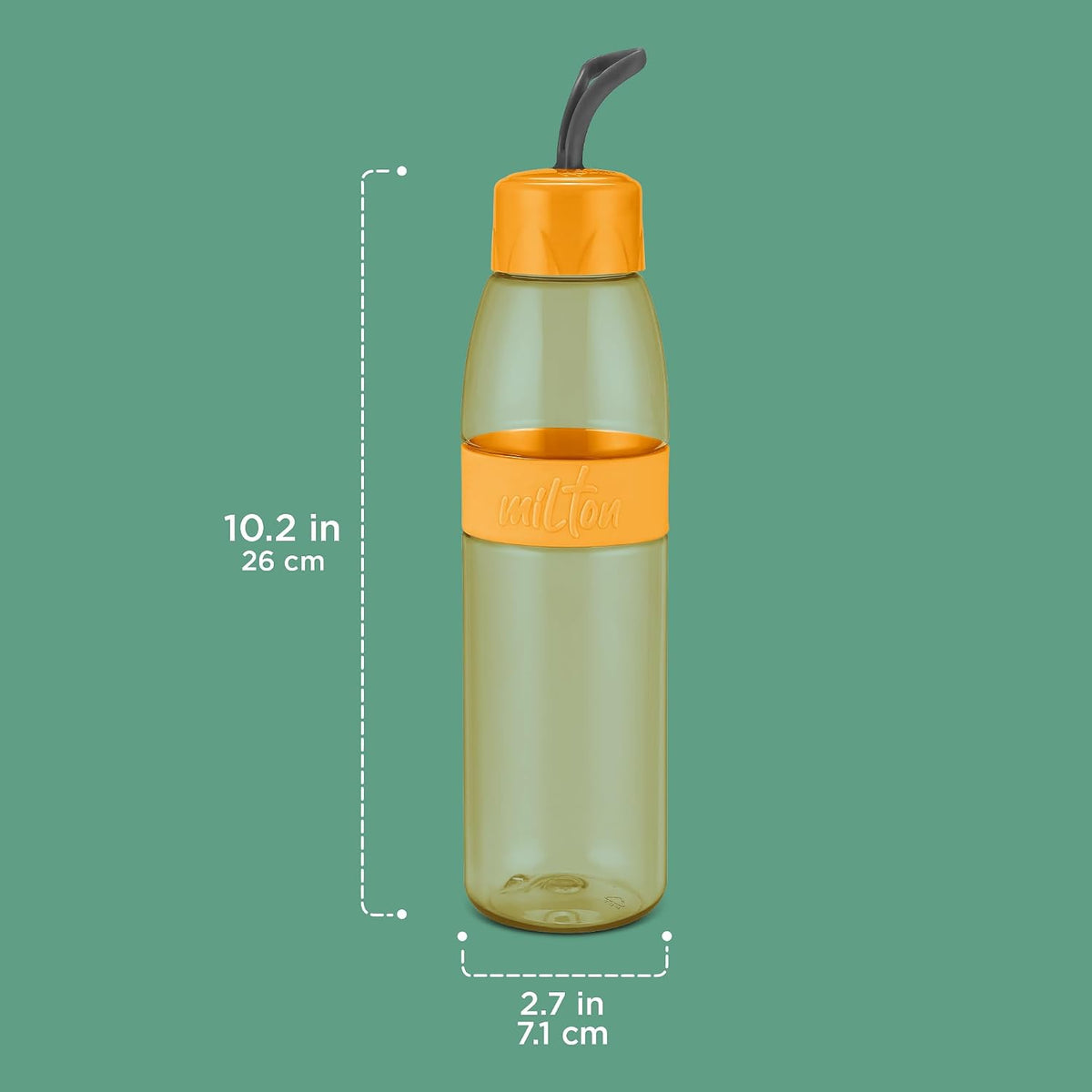 MILTON Jimmy 900 Pet water bottle, 830 ml | Leak-Proof, BPA-Free, Easy to Carry Handle & Strap | Reusable Water bottle for fridge|Perfect for Office, Travel, Gym Bottle for Men and Women, Orange