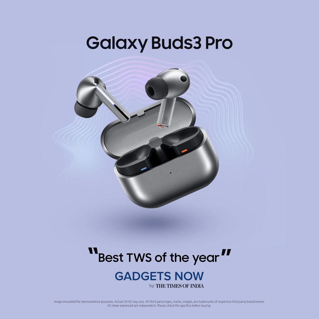 Samsung Galaxy Buds3 Pro Wireless Earbuds, Powered by Galaxy AI, IP57, Active Noise Cancellation, Adaptive Noise Control, 37hrs Battery, 360 Surround Sound, Pinch Controls, Galaxy Ecosystem, Silver