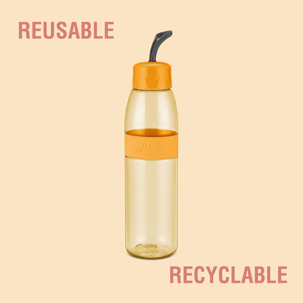 MILTON Jimmy 900 Pet water bottle, 830 ml | Leak-Proof, BPA-Free, Easy to Carry Handle & Strap | Reusable Water bottle for fridge|Perfect for Office, Travel, Gym Bottle for Men and Women, Orange