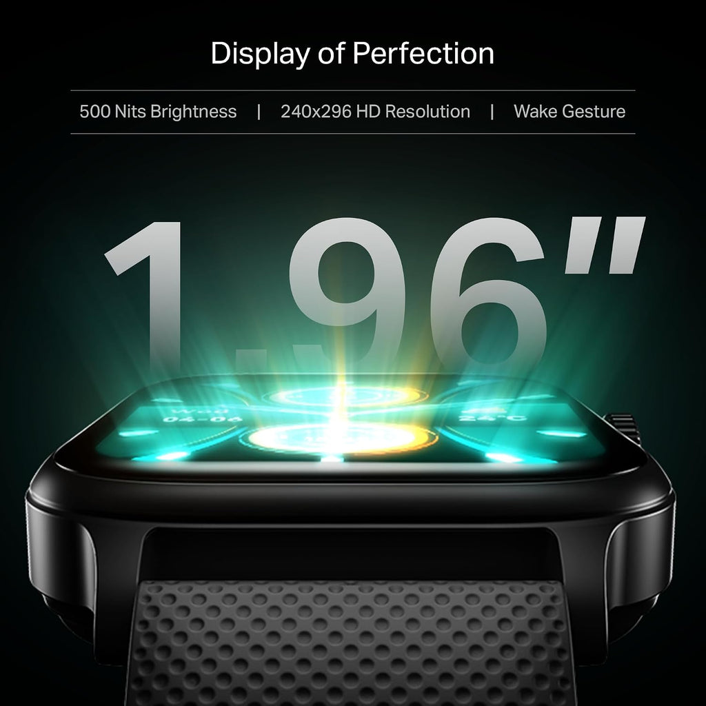 boAt Storm Infinity Plus w/20 Days Extensive Battery Life, Huge 680 mAh, Only Charge Once a Month, 1.96" Display, Functional Crown, Multiple Sports Modes, smart Watch for man & Woman (Active Black)