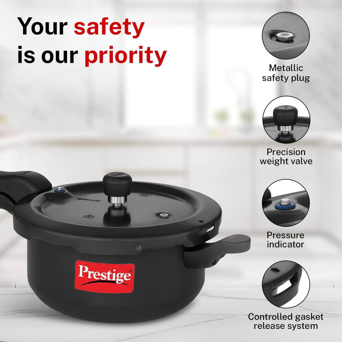 Hawkins Ceramic- Coated Contura 5L Green Apple Pressure Cooker
