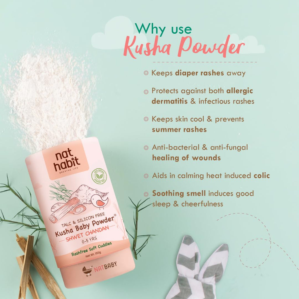 Nat Habit Shwet Chandan Kusha Baby Powder