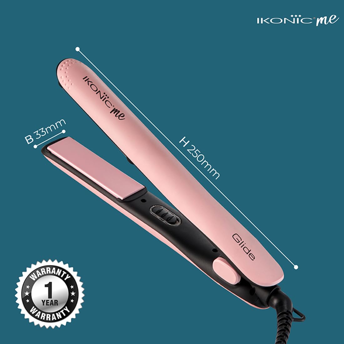 Ikonic Glide Hair Straightener | Ceramic Coated Floating Plates | Quick Heat Up | Switch Light Indicator |Compact Design | Travel Friendly | for All Hair Types, Peach