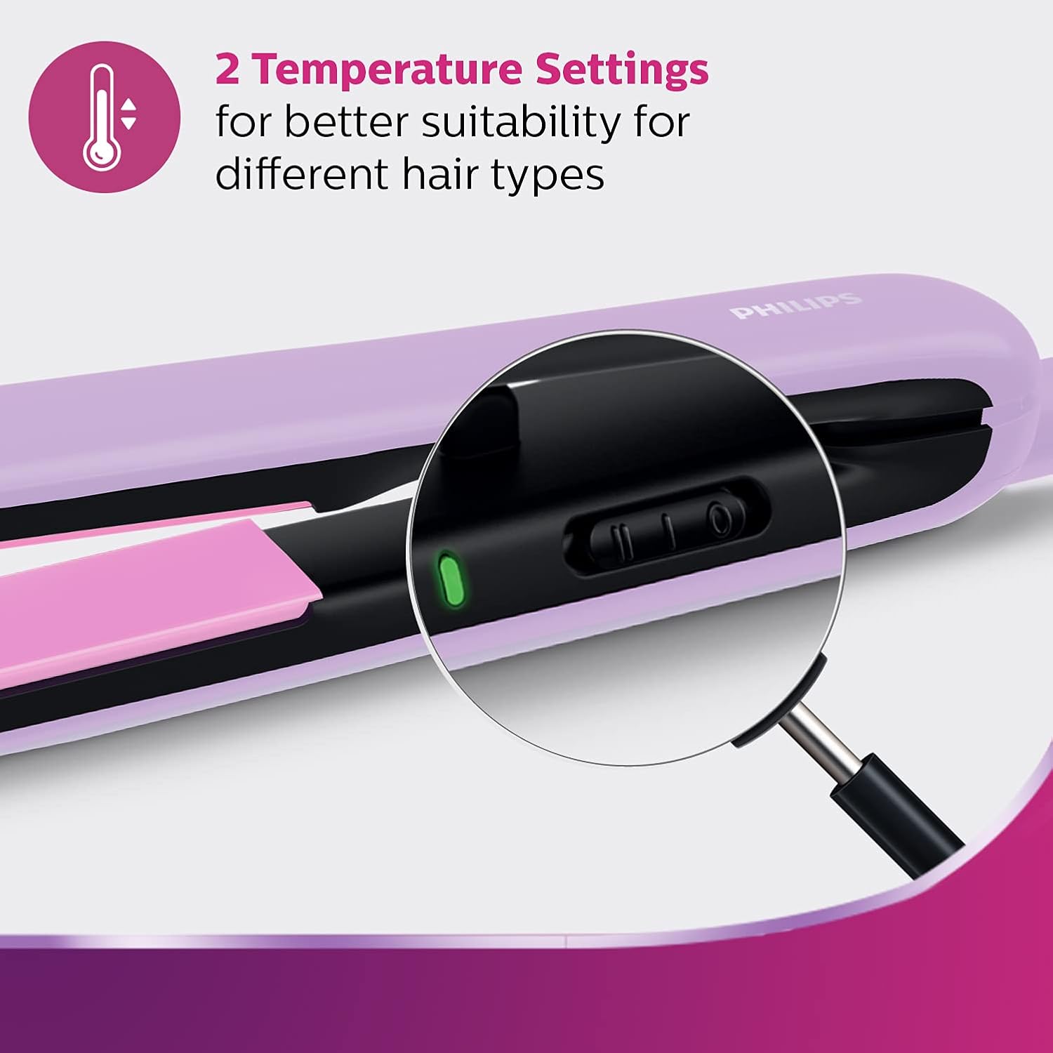 Philips India's No.1 Hair Styling Brand Hair Straightener, Minimized Heat Damage,SilkProtect Care, Titanium Ceramic Plates,Smooth Shiny Straight Hair, 2 Temperature Settings,For Indian Hair,BHS393