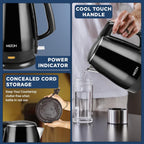 MILTON Riga Stainless Steel Electric Kettle 1.5L I 1500W Fast Boiling | Boil Dry Protection I Auto Cut-Off I Double Wall Body With Cool-touch Handle I SS304 Steel I 1 Year Warranty I Black