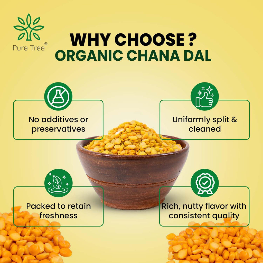 Pure Tree Certified Organic Chana Dal | 5 Kg