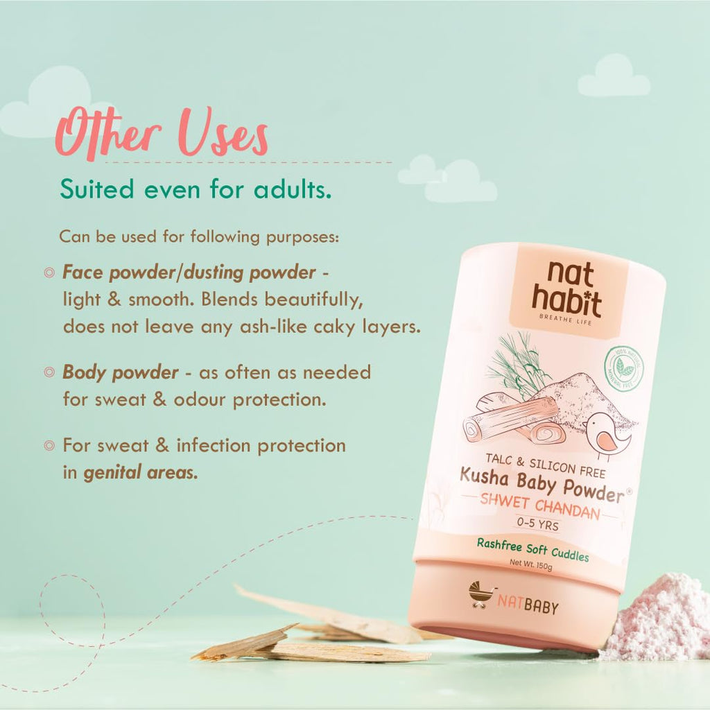 Nat Habit Shwet Chandan Kusha Baby Powder