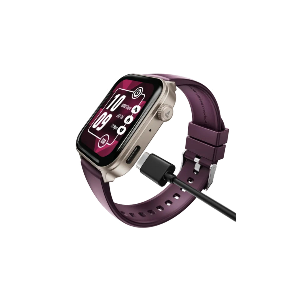 boAt Storm Call 4 India's first Smartwatch with Type-C Charging,1.96”(4.97 cm) HD Display, Functional Crown, BT Calling, Sports Modes, Heart Rate, SpO2, Sleep & Stress Tracking, SOS, IP68(Velvet Wine)