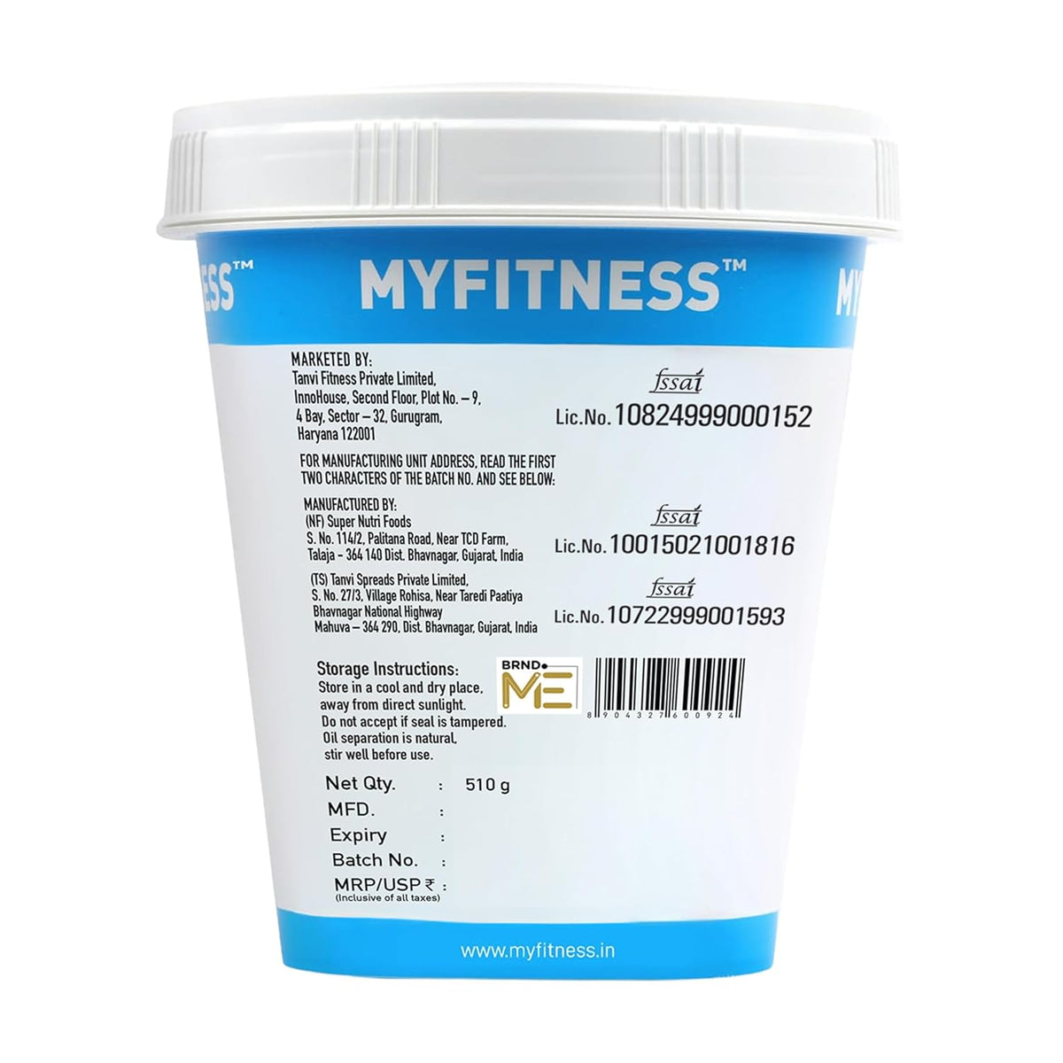 MYFITNESS Peanut Butter Chocolate Spread Crunchy 510g