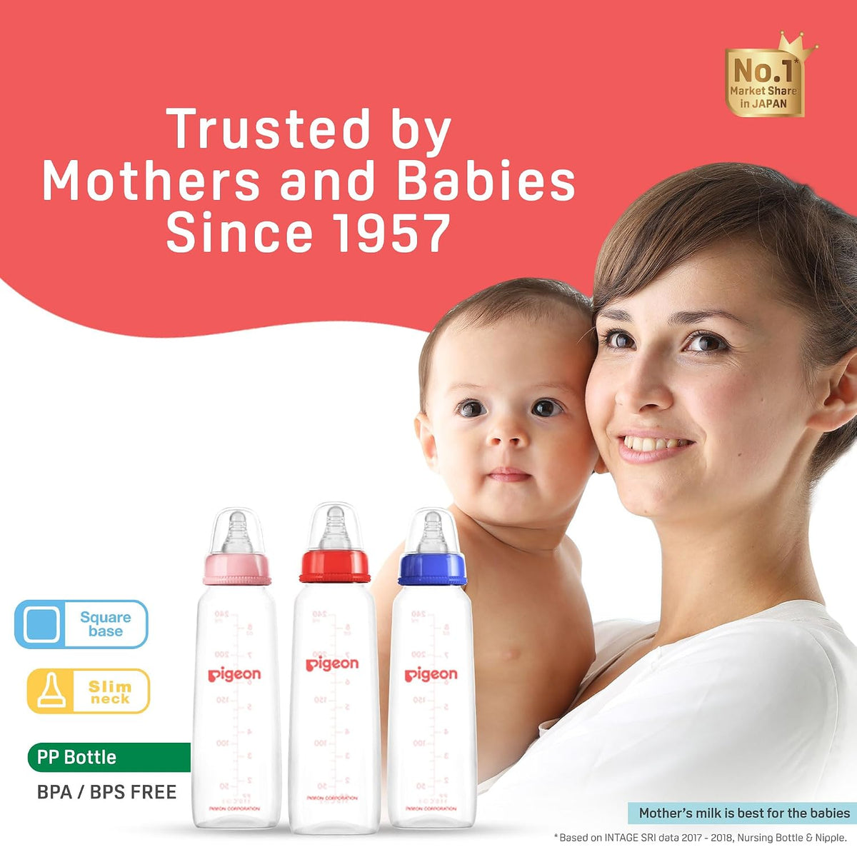 Pigeon Flexible Nursing Baby Feeding Bottle for new Born | Japan's No.1 Brand | Ideal for 0+ Month Babies | BPA Free | Anti-Colic Nipple | Transparent | 120 ml