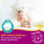 Pampers Active Baby Taped Diapers, Large size diapers, (L) 50 count, taped style custom fit
