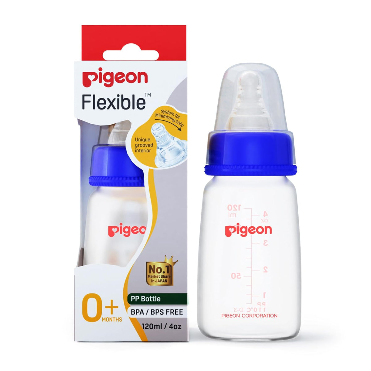 Pigeon Peristaltic Nursing Bottle KPP 120ml Blue Nipple S | Baby Feeding Bottle | Natural Feeding Bottle for New Born | BPA Free Bottle for Baby | Baby Bottles for Milk
