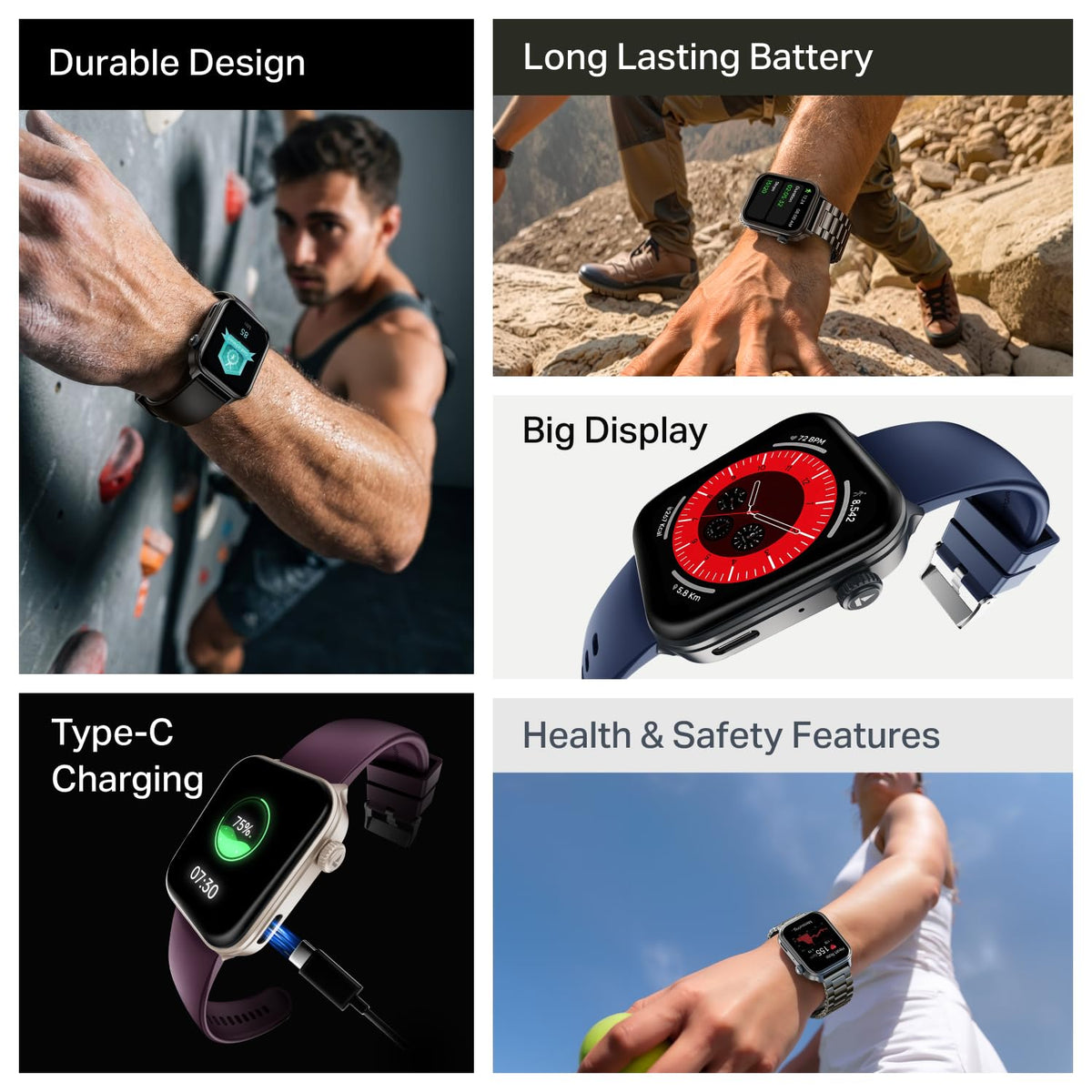 boAt Storm Call 4 India's first Smartwatch with Type-C Charging,1.96”(4.97 cm) HD Display, Functional Crown, BT Calling, Sports Modes, Heart Rate, SpO2, Sleep & Stress Tracking, SOS, IP68(Steel Black)