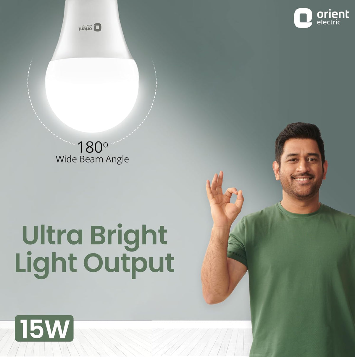 Orient Electric 15W High Glow LED bulb| 180-degree wide beam angle| Voltage surge protection up to 4 kV| 6500K, Cool White| B22d base| Made in India| Pack of 1