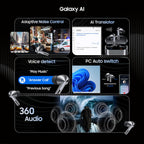 Samsung Galaxy Buds3 Pro Wireless Earbuds, Powered by Galaxy AI, IP57, Active Noise Cancellation, Adaptive Noise Control, 37hrs Battery, 360 Surround Sound, Pinch Controls, Galaxy Ecosystem, White