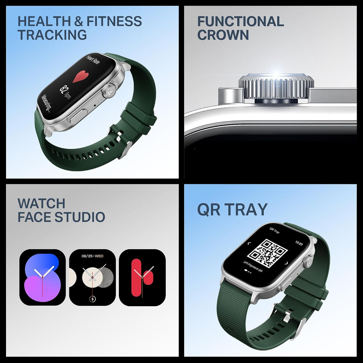 boAt New Launch Storm Infinity Max, 20 Days Maximum Battery, Biggest Battery Capacity Ever! 2.01" (5.1cm) Display, Functional Crown, AI Nudges, BT Calling, Smart Watch for Men & Women (Deep Green)
