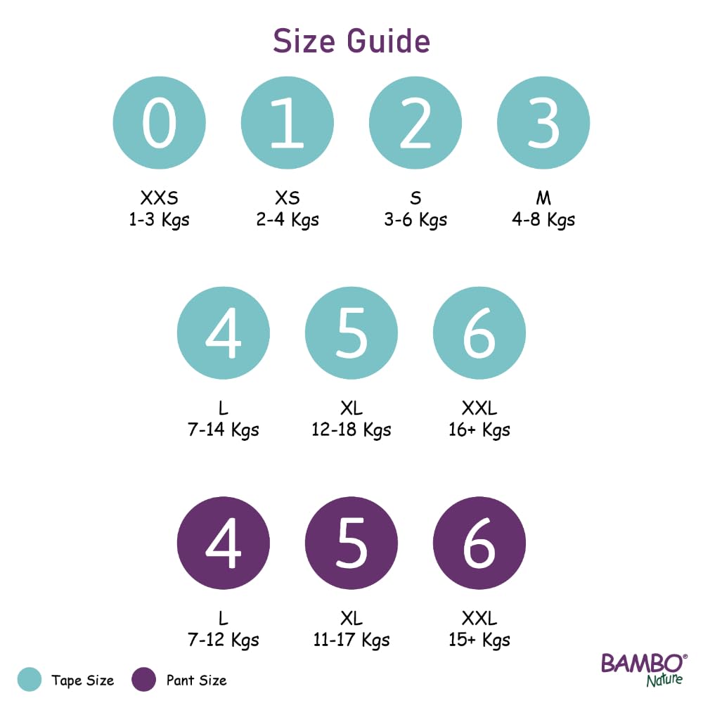 Bambo Nature Premium Baby Pants Diapers for Kids Large Size (7-12 Kgs), Super Absorbent, Breathable, Extra Soft, Dermatologically Tested, Hypoallergenic Infant Nappies With Wetness Indicator, 40 Count