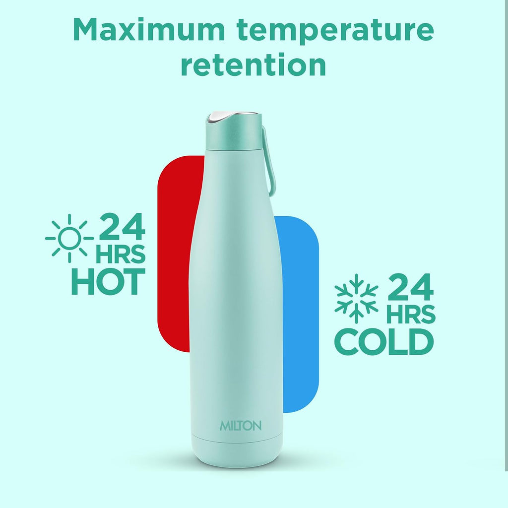 Milton Fame 1000 Thermosteel Water Bottle 880 ml, 24 Hr Hot and Cold I Leak Proof Lid, ISI Certified I Vacuum Insulated I for Office, Gym, School I Aqua Green