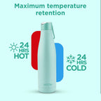 Milton Fame 1000 Thermosteel Water Bottle 880 ml, 24 Hr Hot and Cold I Leak Proof Lid, ISI Certified I Vacuum Insulated I for Office, Gym, School I Aqua Green