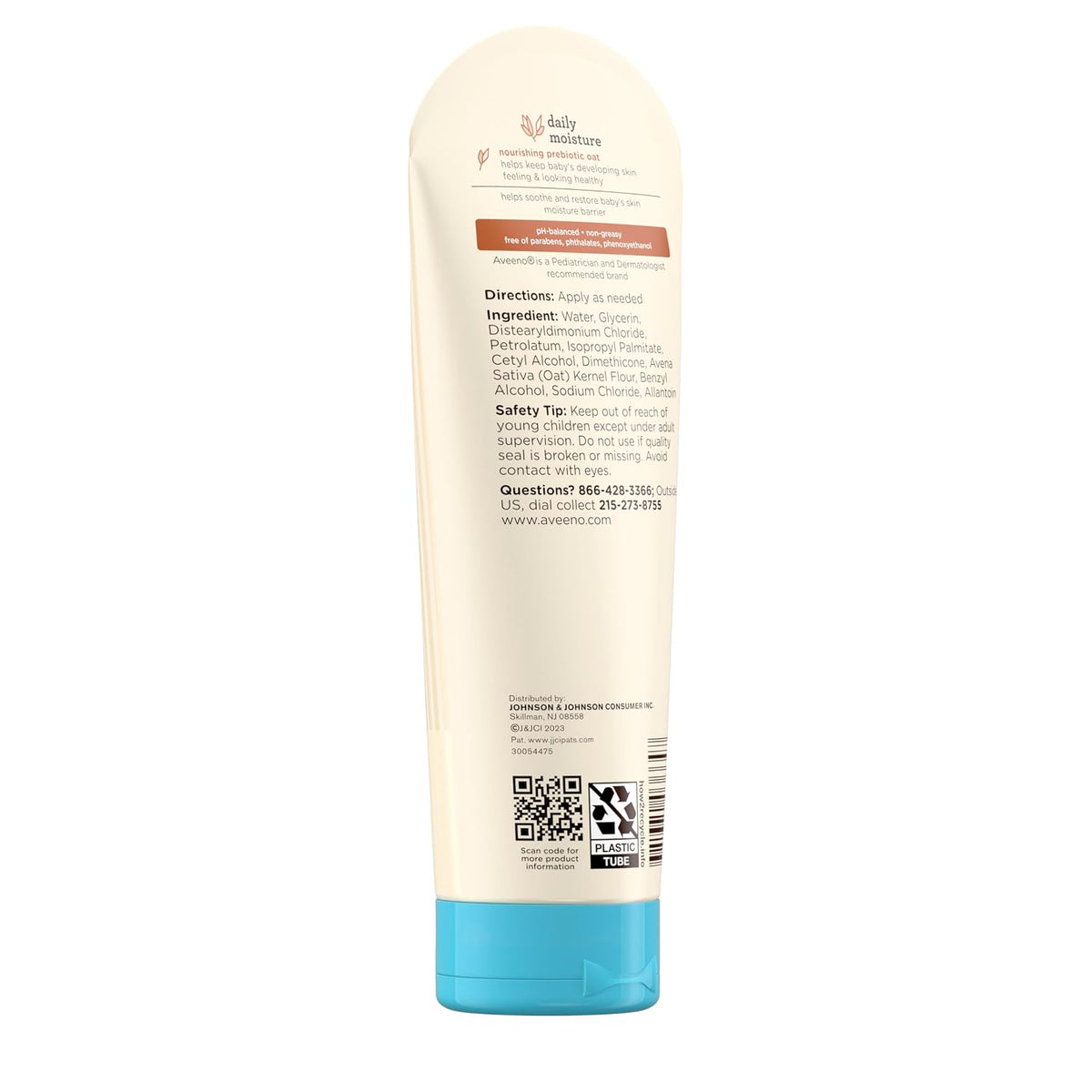 Aveeno Baby Daily Moisture Lotion (227g) | 24 Hour Moisturization | Suitable for newborns | Oat flour & glycerin | Fragrance-free, paraben-free, Hypoallergenic | Nourishes, soothes & protects baby's sensitive skin