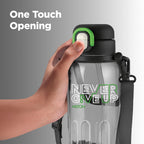 MILTON Regan 850 2-in-1 Lid Sip or Gulp Water Bottle | Sturdy Handle And Strap I BPA Free| Food-Grade | One-Touch Open | Leak-Proof | Ideal for Office, School, College, Gym | 836ml, Black