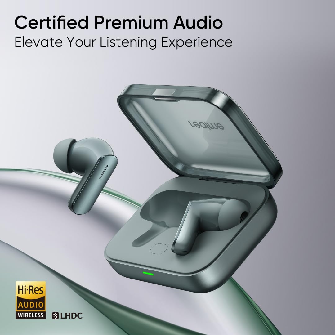 realme Buds Air 7,12.4mm Dynamic Bass Drivers,52Hrs Playtime,52dB Hybrid ANC,6 Mic ENC,45ms Low Latency,360° Spatial Audio,Hi-Res LHDC,IP55 Dust & Water Resistant,True Wireless TWS BT v5.4(Moss Green)