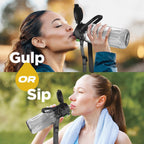 MILTON Regan 850 2-in-1 Lid Sip or Gulp Water Bottle | Sturdy Handle And Strap I BPA Free| Food-Grade | One-Touch Open | Leak-Proof | Ideal for Office, School, College, Gym | 836ml, Black
