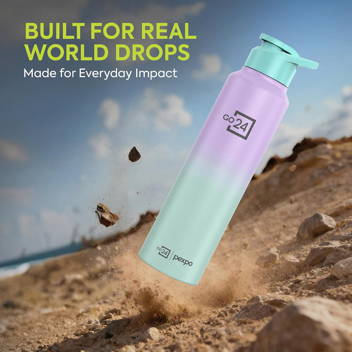 Stainless Steel Water Bottle Craft Green-Purple Ombre 950ml