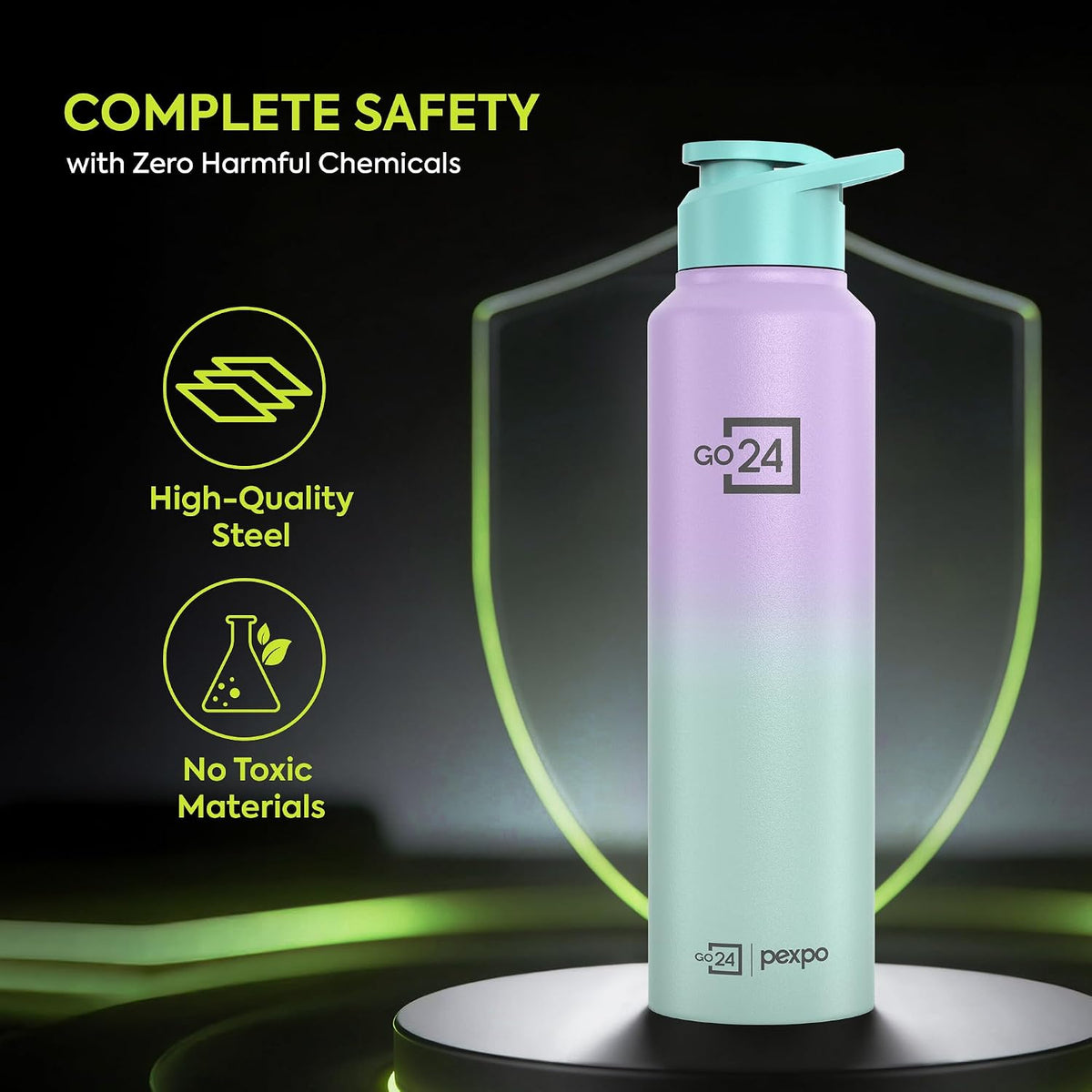 Stainless Steel Water Bottle Craft Green-Purple Ombre 950ml