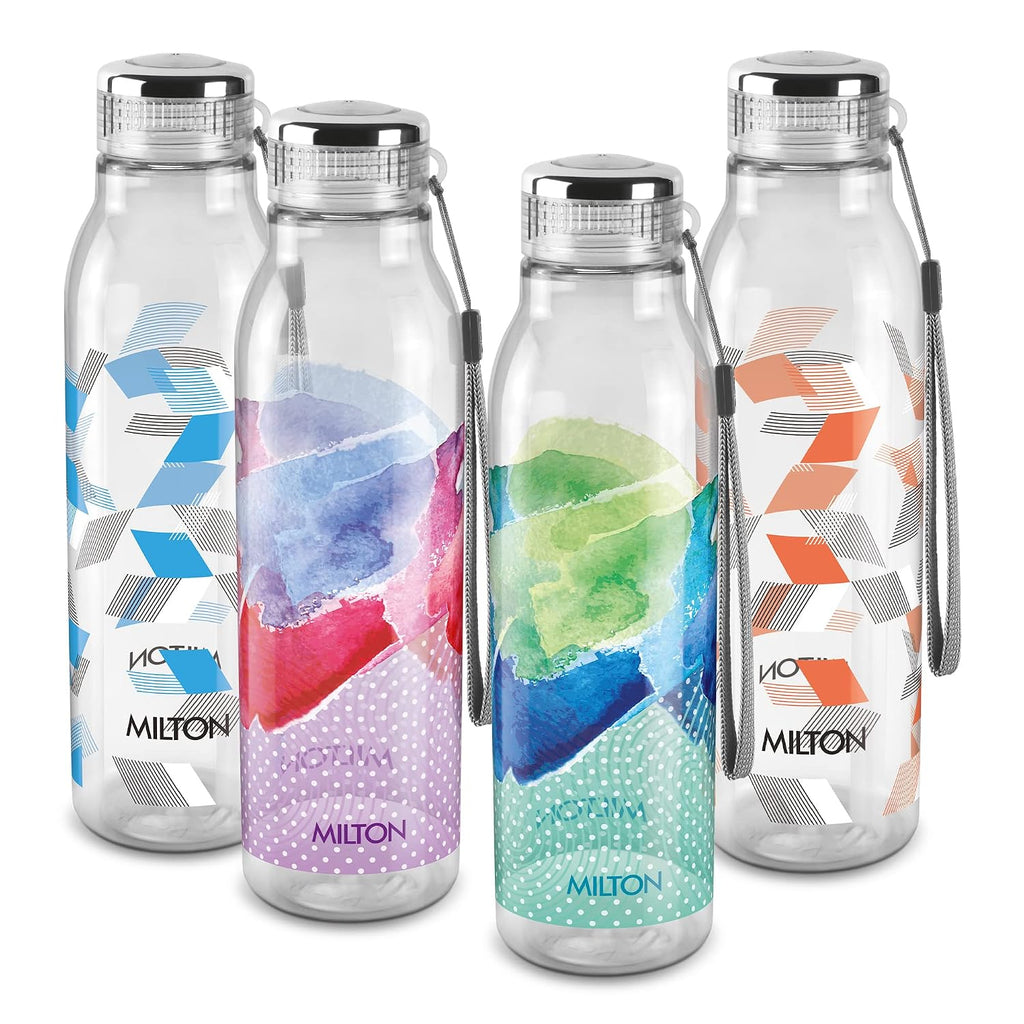 MILTON Helix 1000 Pet Water Bottle, Set of 6, 1 Litre Each, Purple, Reusable Plastic Fridge Bottle, BPA Free and Leak Proof Bottles for Travel, Work,
