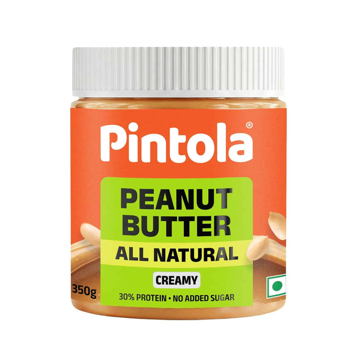 Pintola All Natural Peanut Butter Creamy 350g | Smooth | Unsweetened | 30g Protein
