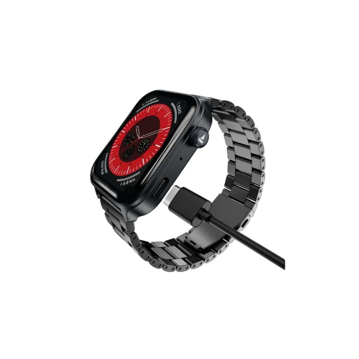 boAt Storm Call 4 India's first Smartwatch with Type-C Charging,1.96”(4.97 cm) HD Display, Functional Crown, BT Calling, Sports Modes, Heart Rate, SpO2, Sleep & Stress Tracking, SOS, IP68(Steel Black)