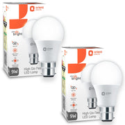 Orient Electric Polycarbonate High Glo Led Lamp 9W, (Warm White, 3000K, B22 - Pack Of 2)